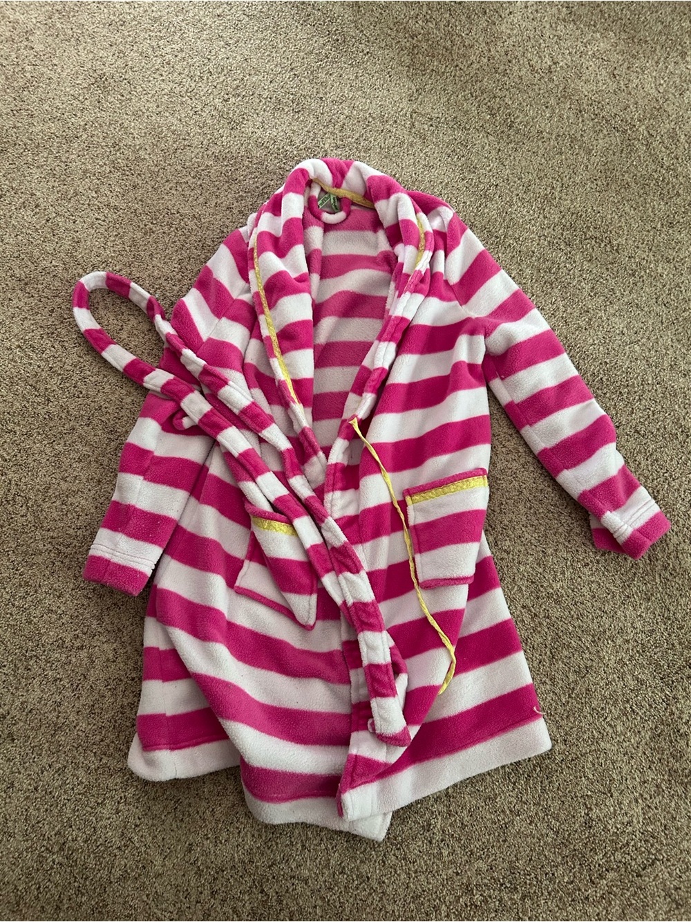 XL Honeydew Pink and White Striped Robe